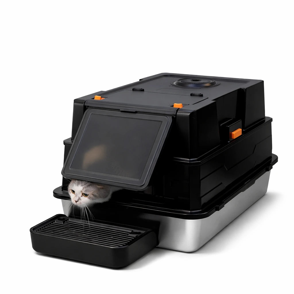 Covered Stainless Steel Litter Box