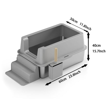 Open Stainless Steel Cat Litter Box