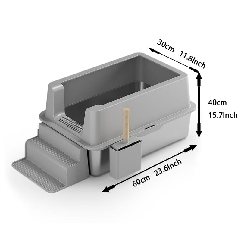 Open Stainless Steel Cat Litter Box