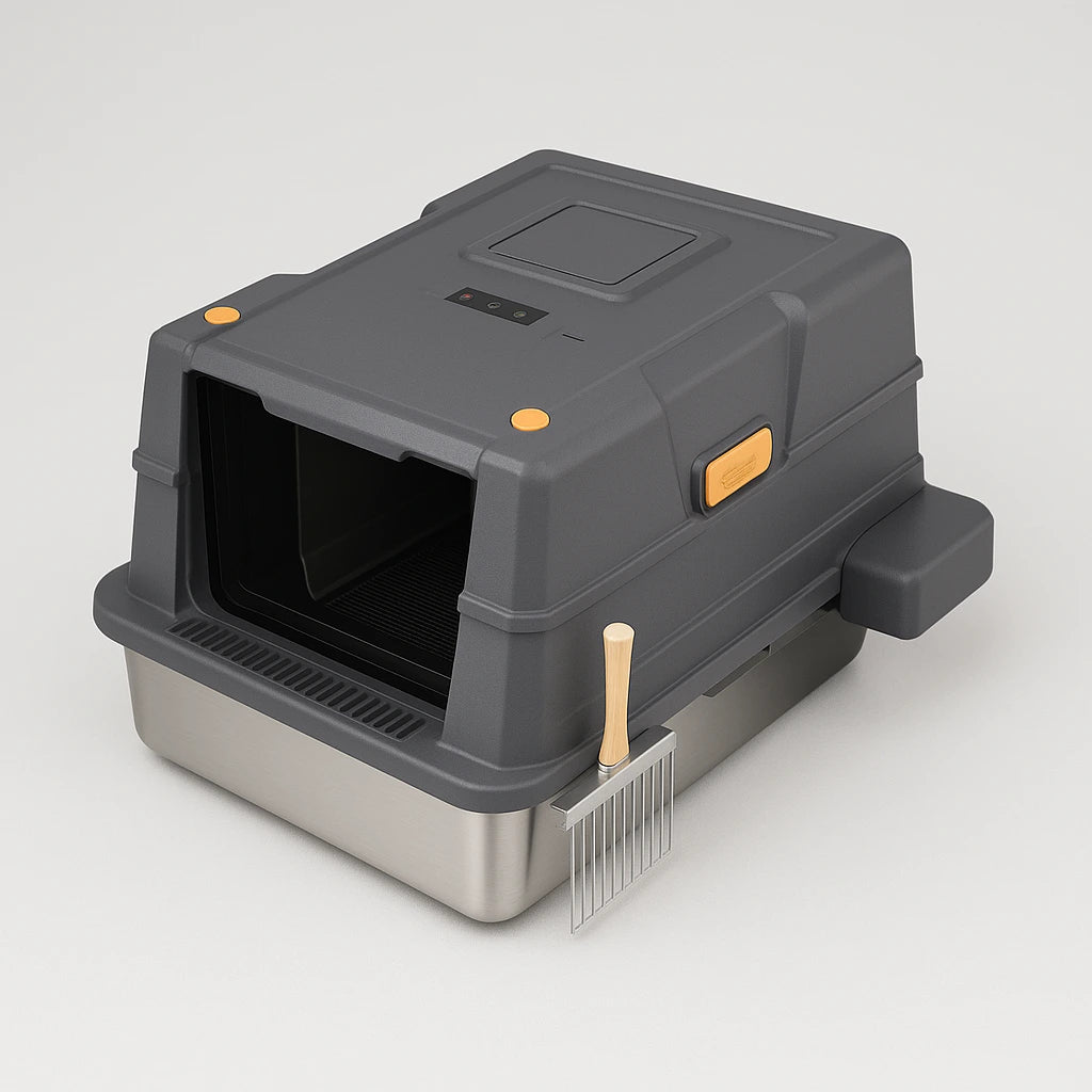 Covered Stainless Steel Litter Box