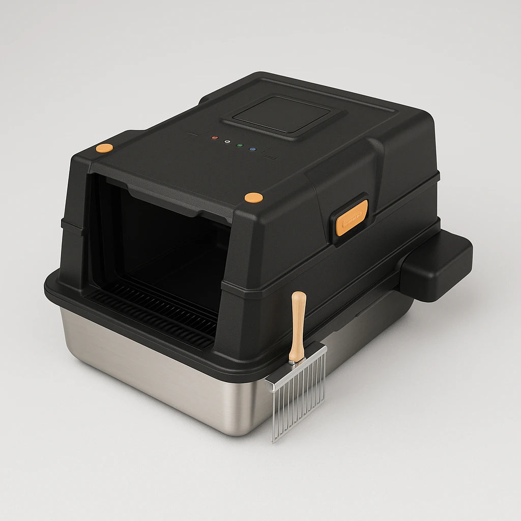 Covered Stainless Steel Litter Box